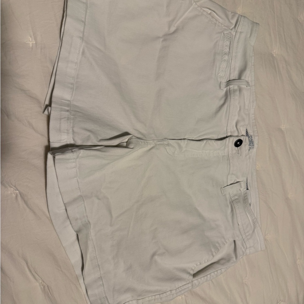 Market & Spruce Men's White Flat-Front Cotton Shorts